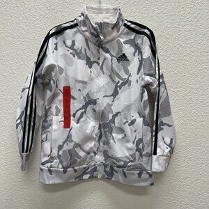 Adidas Youth Boys Girls Size 6 Track Jacket CAMO Full Zip White Black 3 Stripes